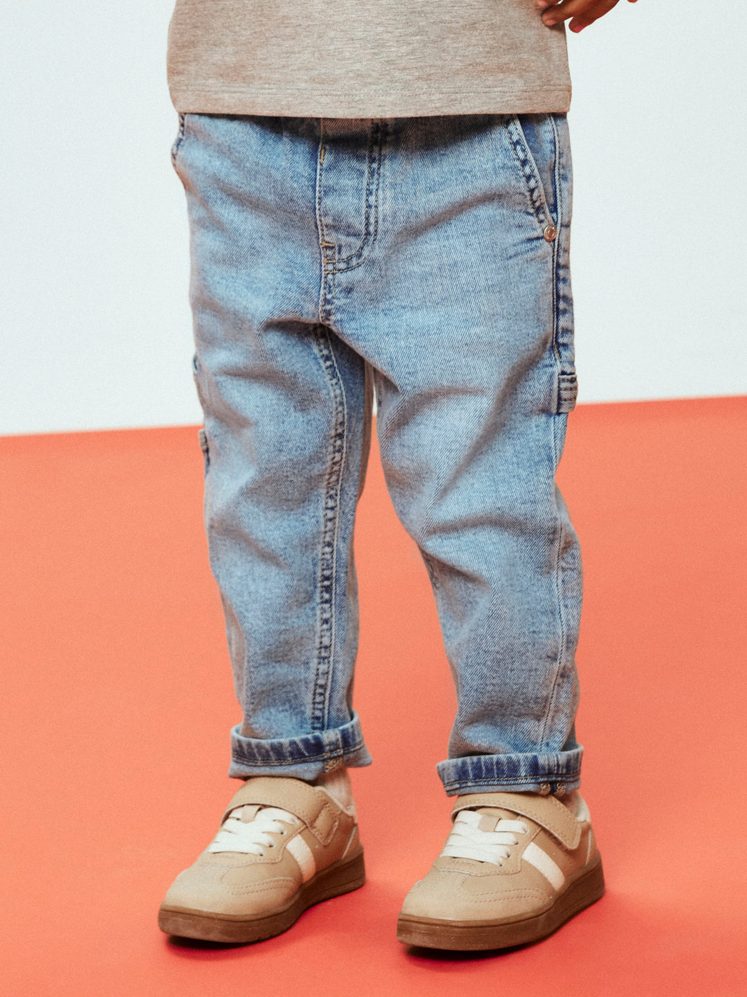 Blauwe tapered fit jeans van Name It met verstelbare taille en zakken