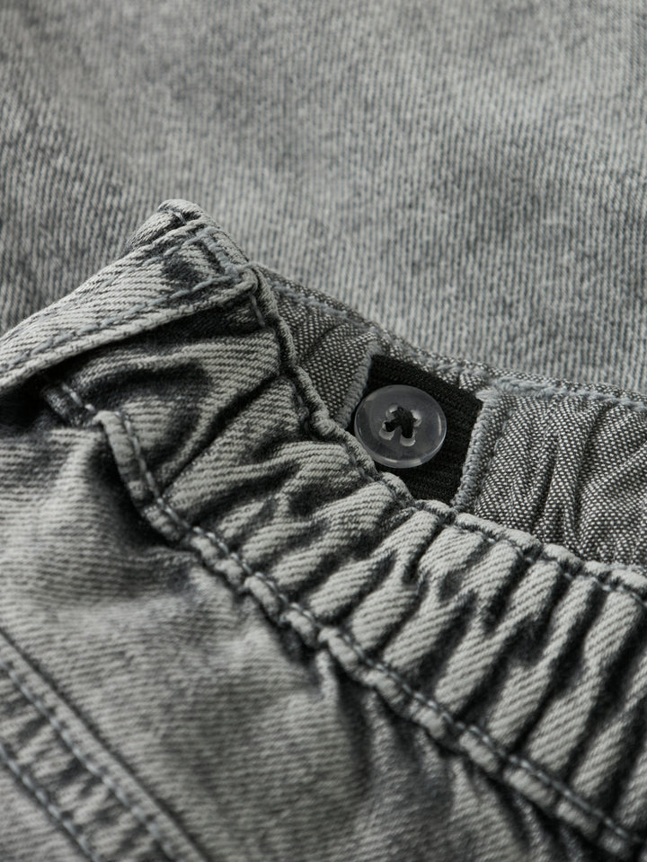 Grijze tapered fit jeans van Name It met verstelbare taille en studs