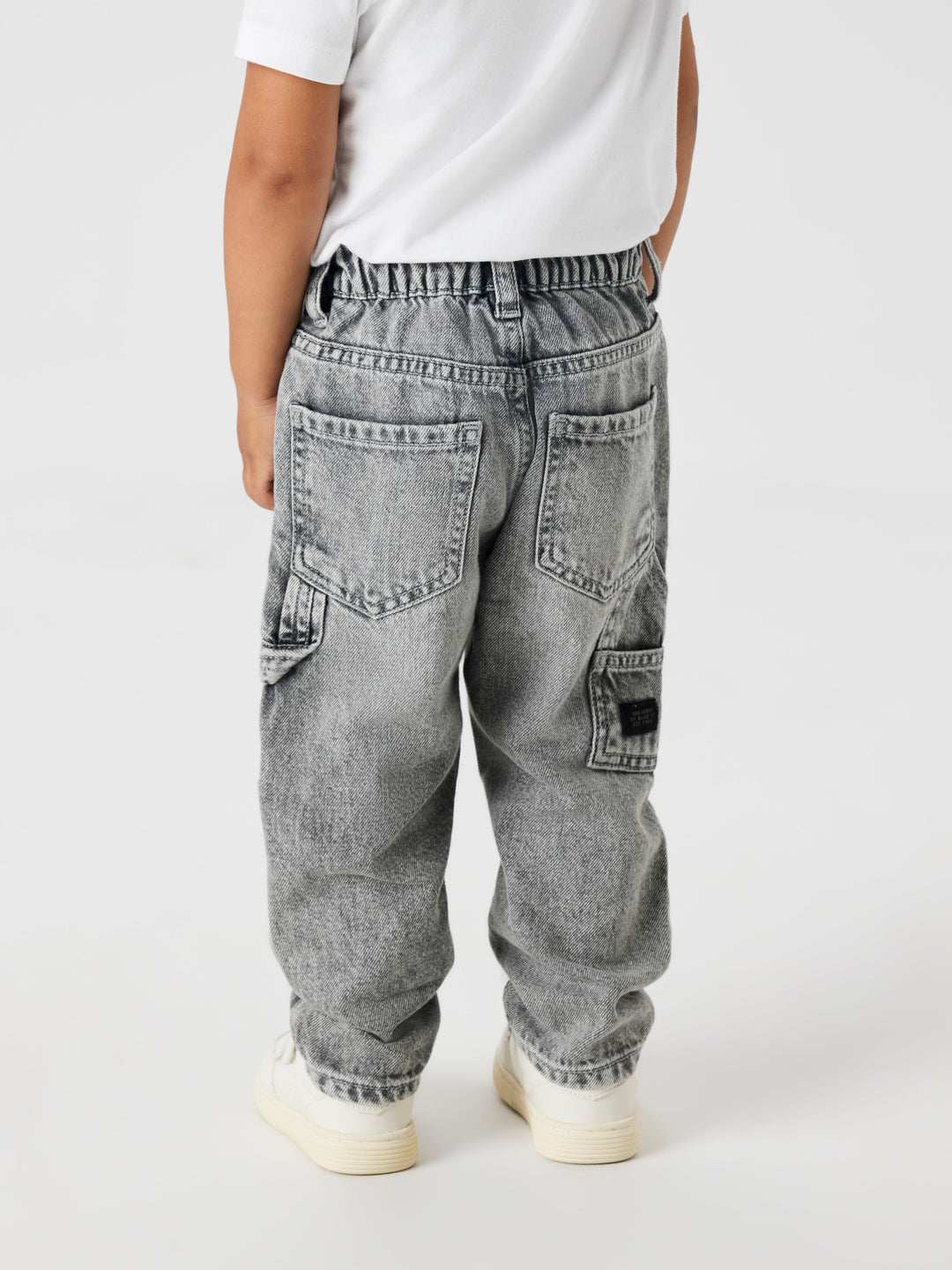 Grijze tapered fit jeans van Name It met verstelbare taille en studs