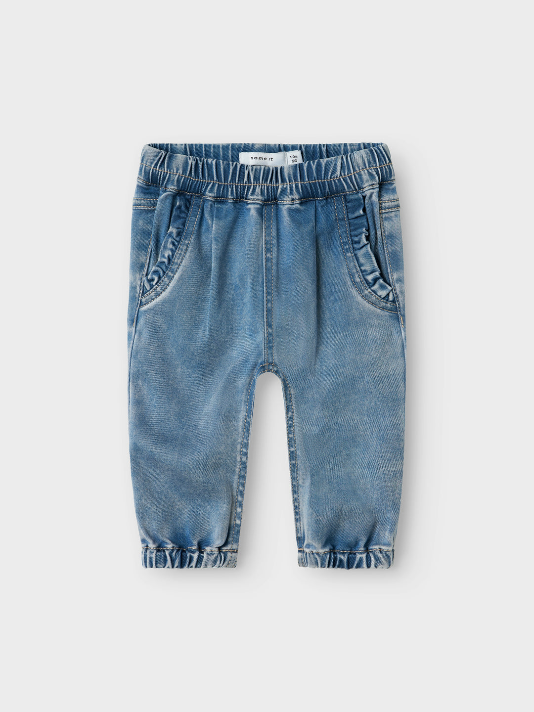 Babyjeans in mediumblauw met ruches en verstelbare taille van Name It