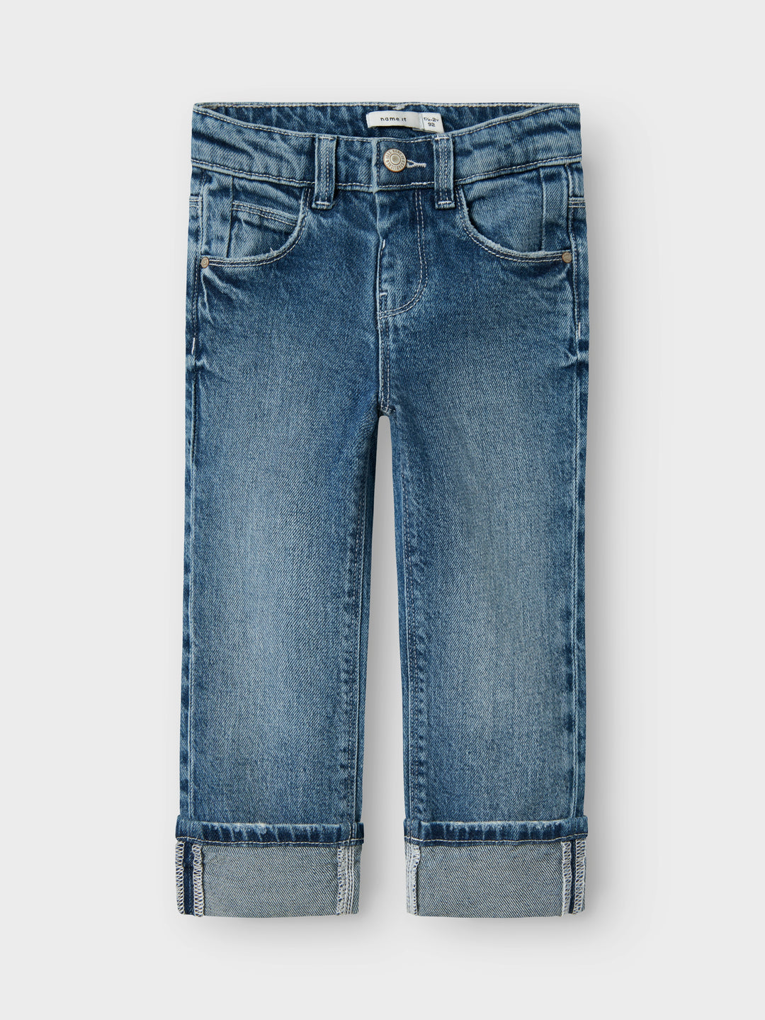 Straight fit jeans van Name It in mediumblauw met omvouwbare zomen