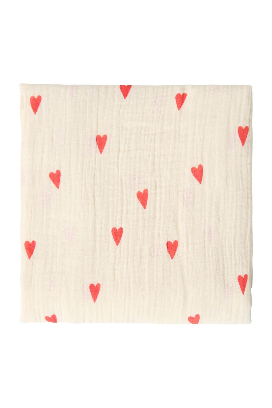 Studio Noos tetradoek 70x70 cm in  beige met hartjesprint van bio katoen