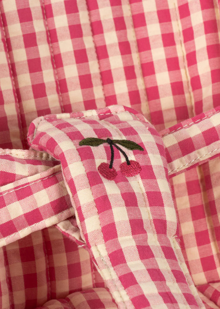 Konges Slojd poppenbuggy in roze ruitprint met EVA-handgrepen