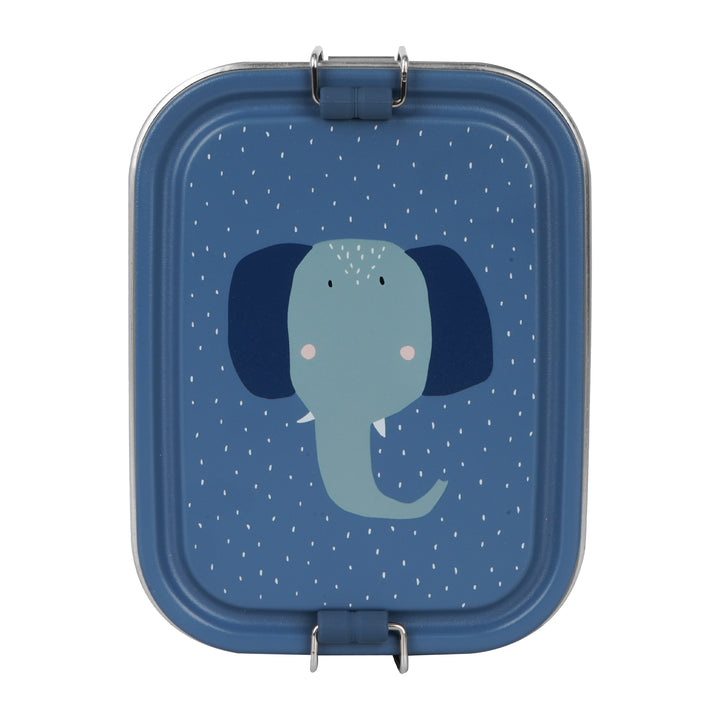 Lunchbox Trixie Mrs. Elephant, roestvrij staal met diertje op het deksel en clipsluiting