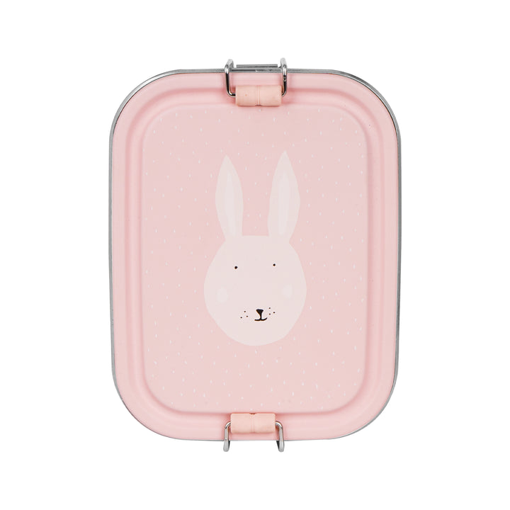 Lunchbox Trixie Mrs. Rabbit, roestvrij staal met diertje op het deksel en clipsluiting