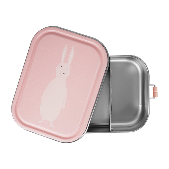 Lunchbox Trixie Mrs. Rabbit, roestvrij staal met diertje op het deksel en clipsluiting