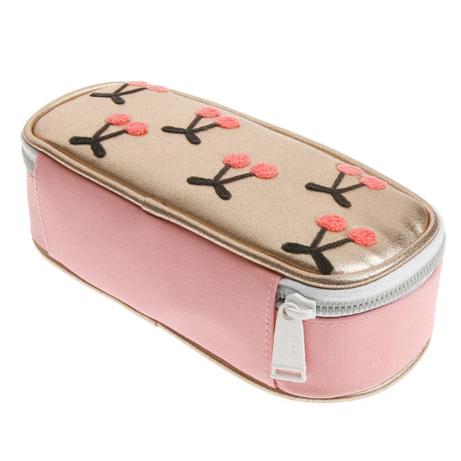 Roze pennenzak met kersenprint – Jeune Premier Cherry Pompon