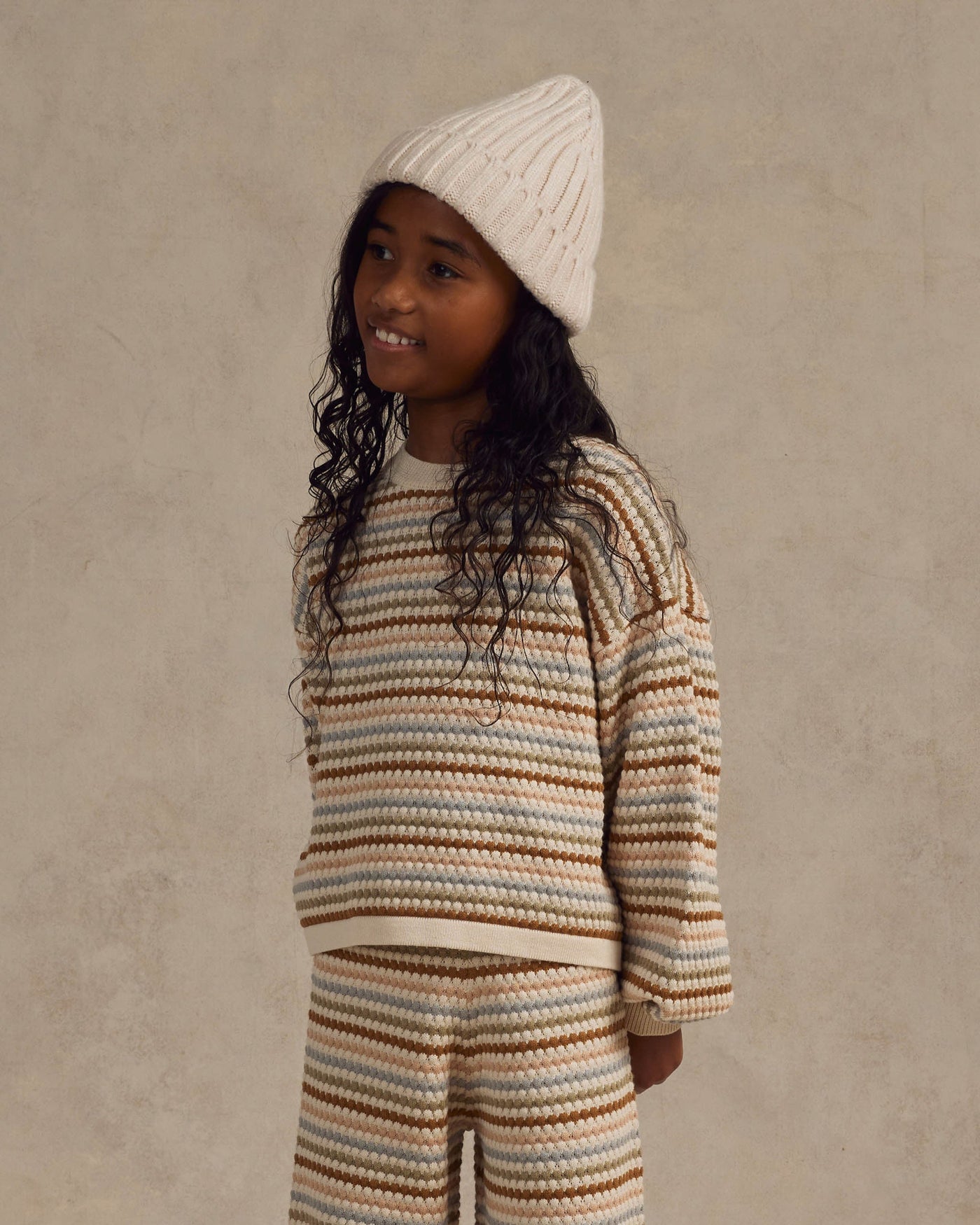 Sweater Boxy Crop Stripe Honeycomb