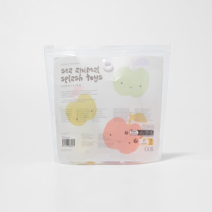 Set van zes Sunnylife badspeeltjes in de vorm van zeedieren in pastelkleuren