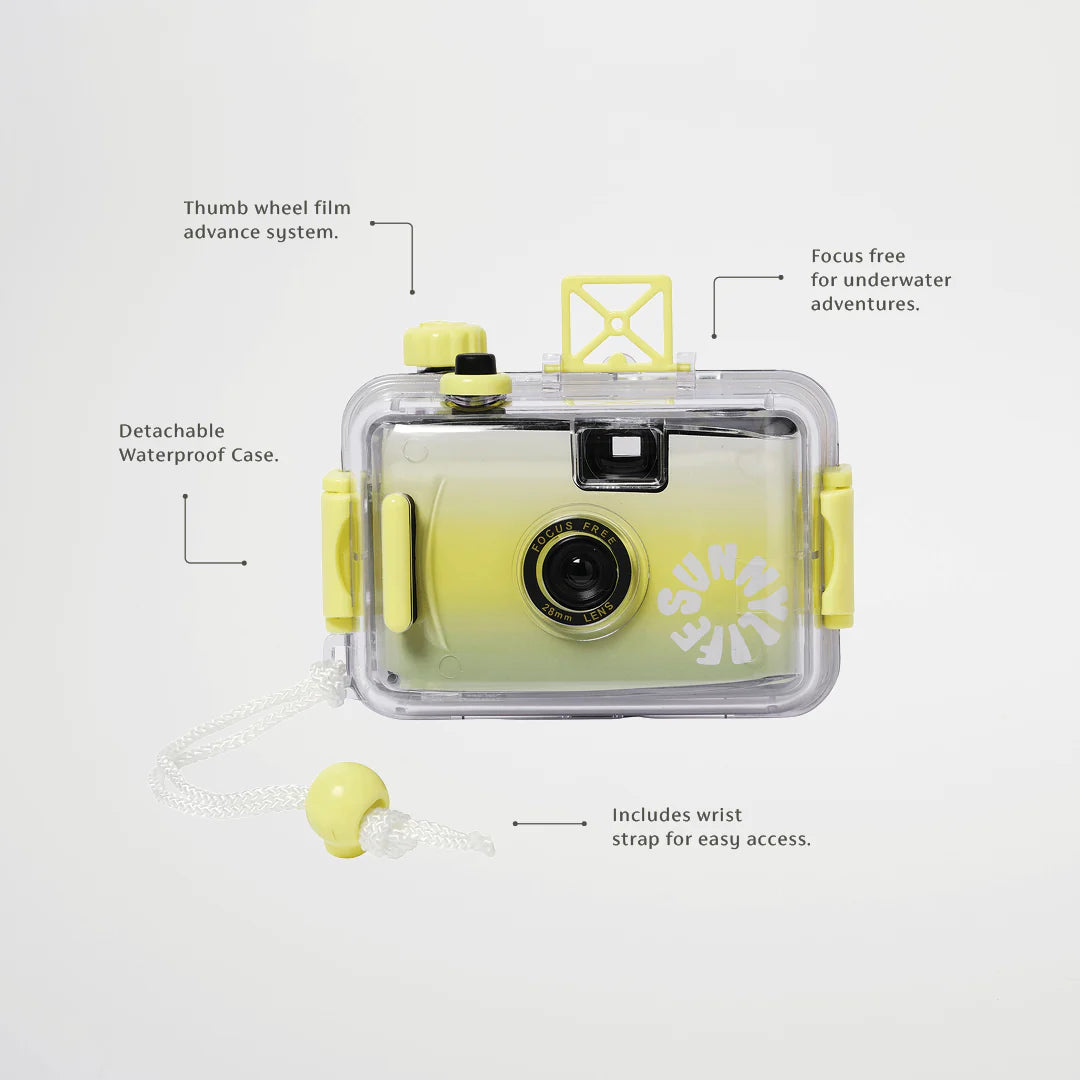 Sunnylife onderwatercamera in citruskleur met waterdichte behuizing