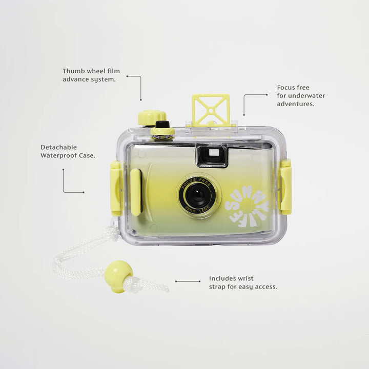 Sunnylife onderwatercamera in citruskleur met waterdichte behuizing