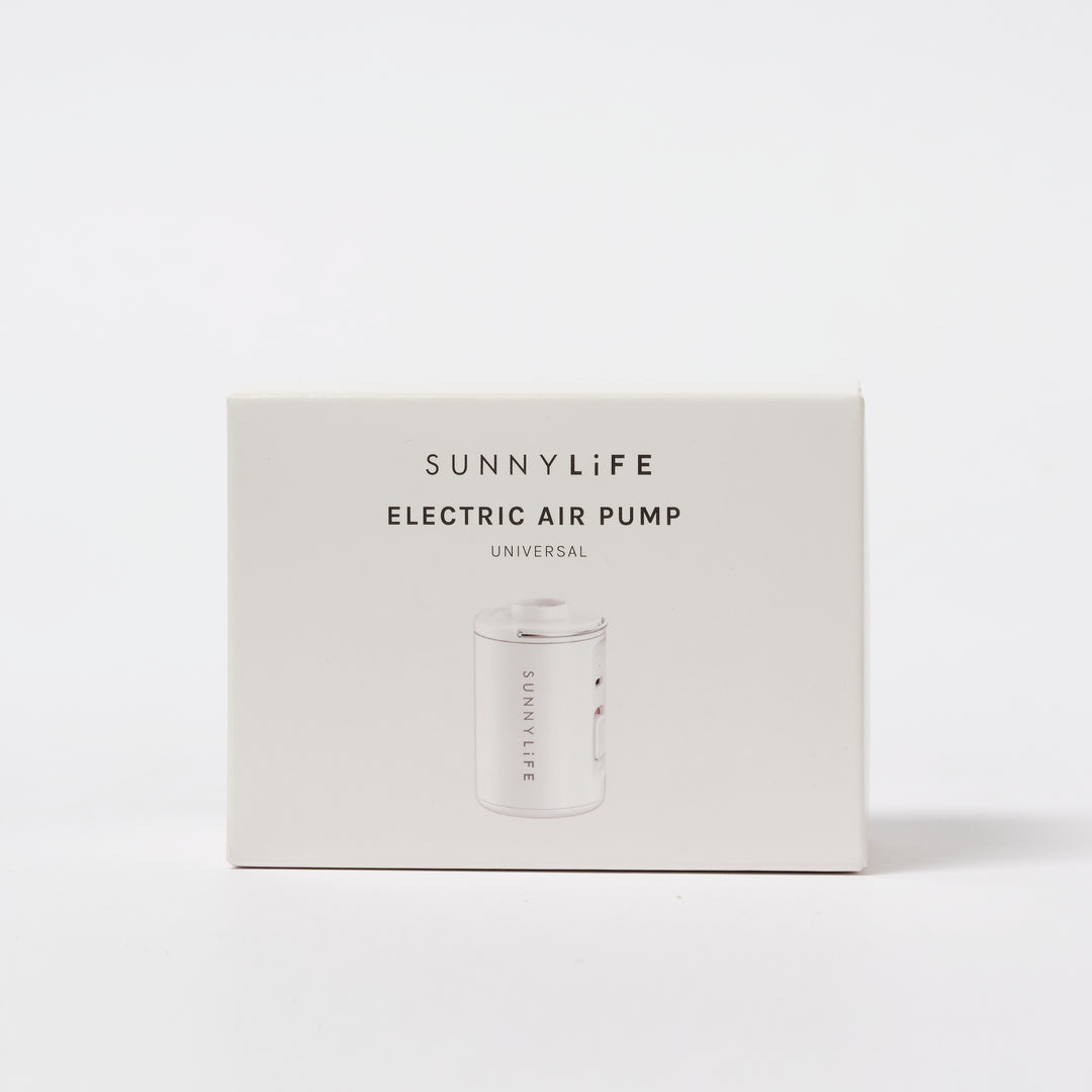 Witte Sunnylife elektrische luchtpomp met mondstukken en USB-oplaadkabel