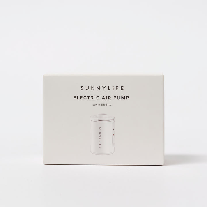 Witte Sunnylife elektrische luchtpomp met mondstukken en USB-oplaadkabel