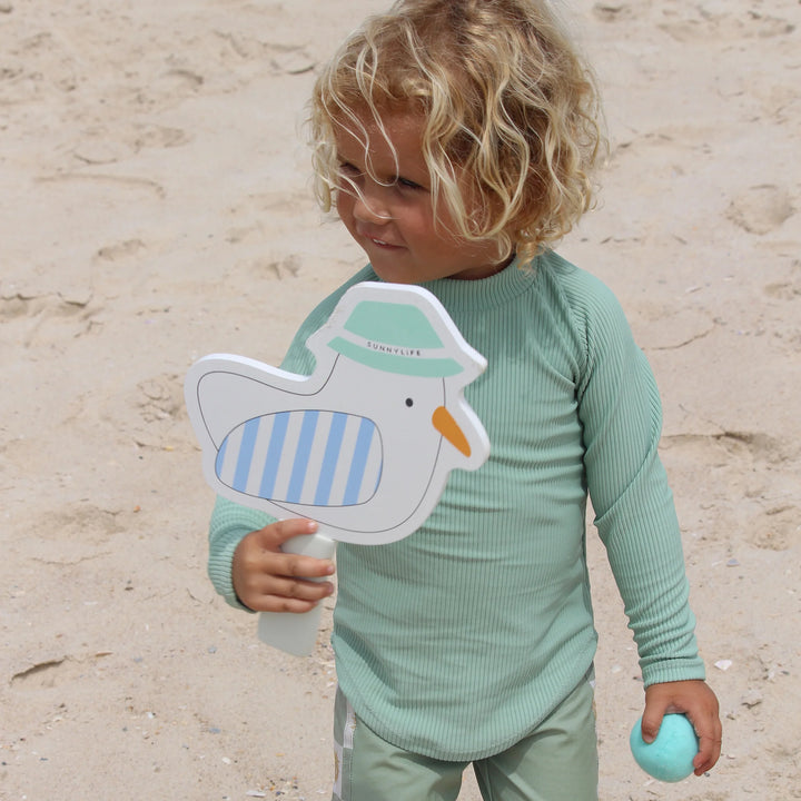 Strandpaletten van Sunnylife met Sid de Zeemeeuw en blauw-wit gestreept ontwerp