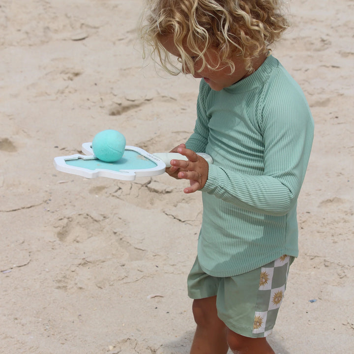 Strandpaletten van Sunnylife met Sid de Zeemeeuw en blauw-wit gestreept ontwerp