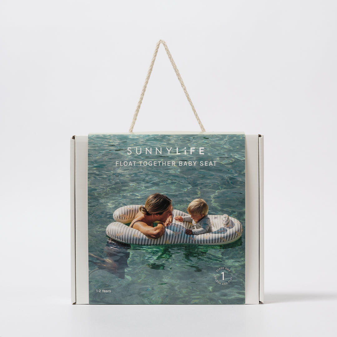 Sunnylife zwemzitje voor ouder en baby in Sage Stripe met eendjesmotief