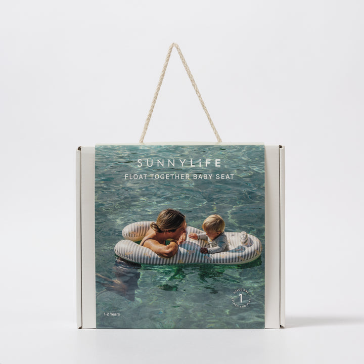 Sunnylife zwemzitje voor ouder en baby in Sage Stripe met eendjesmotief