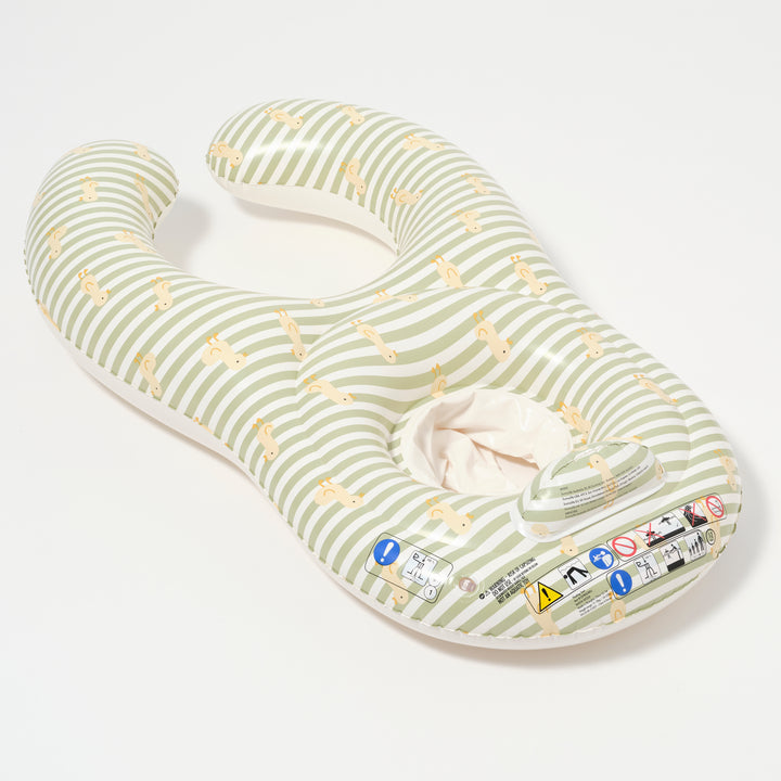 Sunnylife zwemzitje voor ouder en baby in Sage Stripe met eendjesmotief