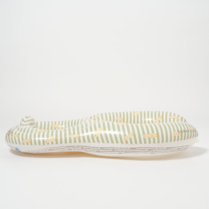 Sunnylife zwemzitje voor ouder en baby in Sage Stripe met eendjesmotief