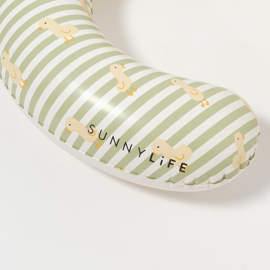 Sunnylife zwemzitje voor ouder en baby in Sage Stripe met eendjesmotief