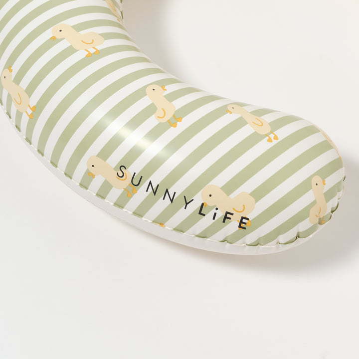 Sunnylife zwemzitje voor ouder en baby in Sage Stripe met eendjesmotief