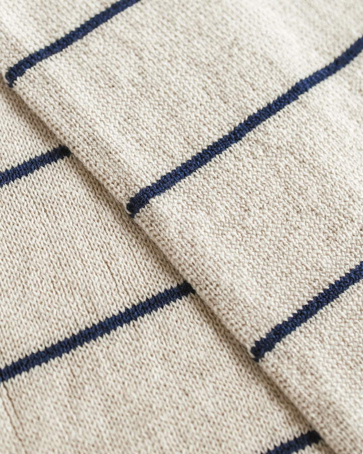 Hvid Igor sjaal in Cream/Blue met rode strepen, merinowol