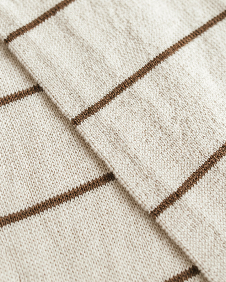 Hvid Igor sjaal in Cream/Mocha met rode strepen, merinowol