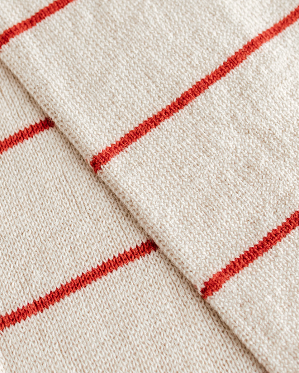 Hvid Igor sjaal in Cream/Red met rode strepen, merinowol
