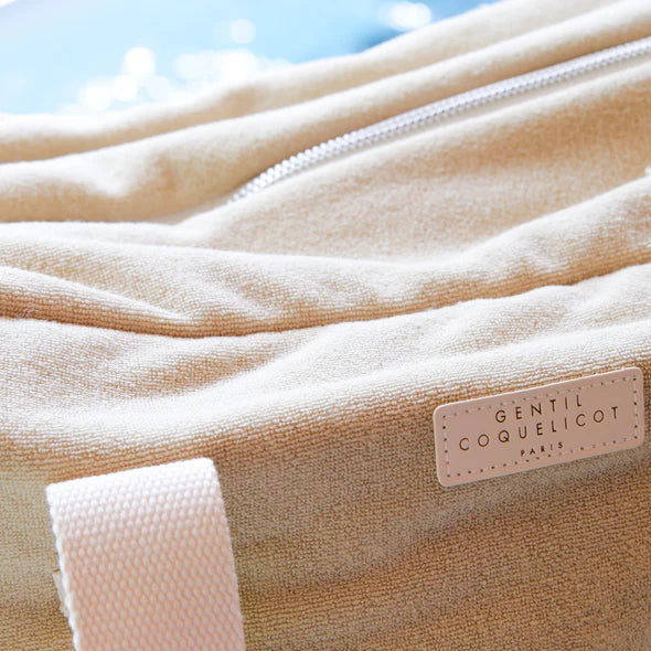 Beige weekendtas van badstof met ritssluiting – Gentil Coquelicot Paris