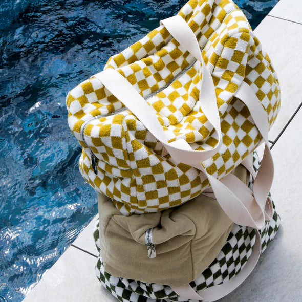 Beige weekendtas van badstof met ritssluiting – Gentil Coquelicot Paris
