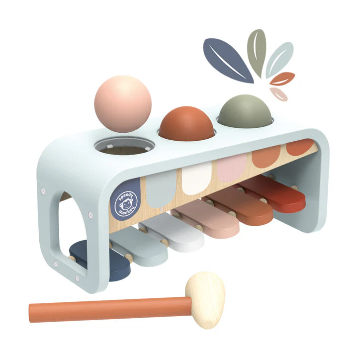 Speedy Monkey houten xylo bench met ballen en xylofoon