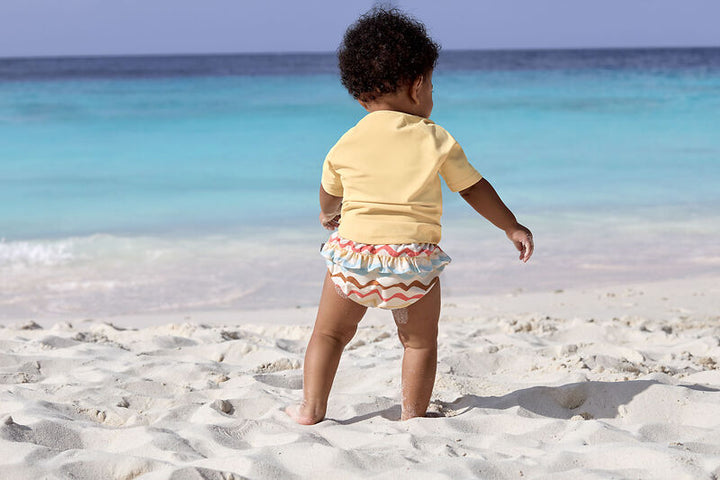 Ecru Lassig zwemluier met golvenprint voor baby’s