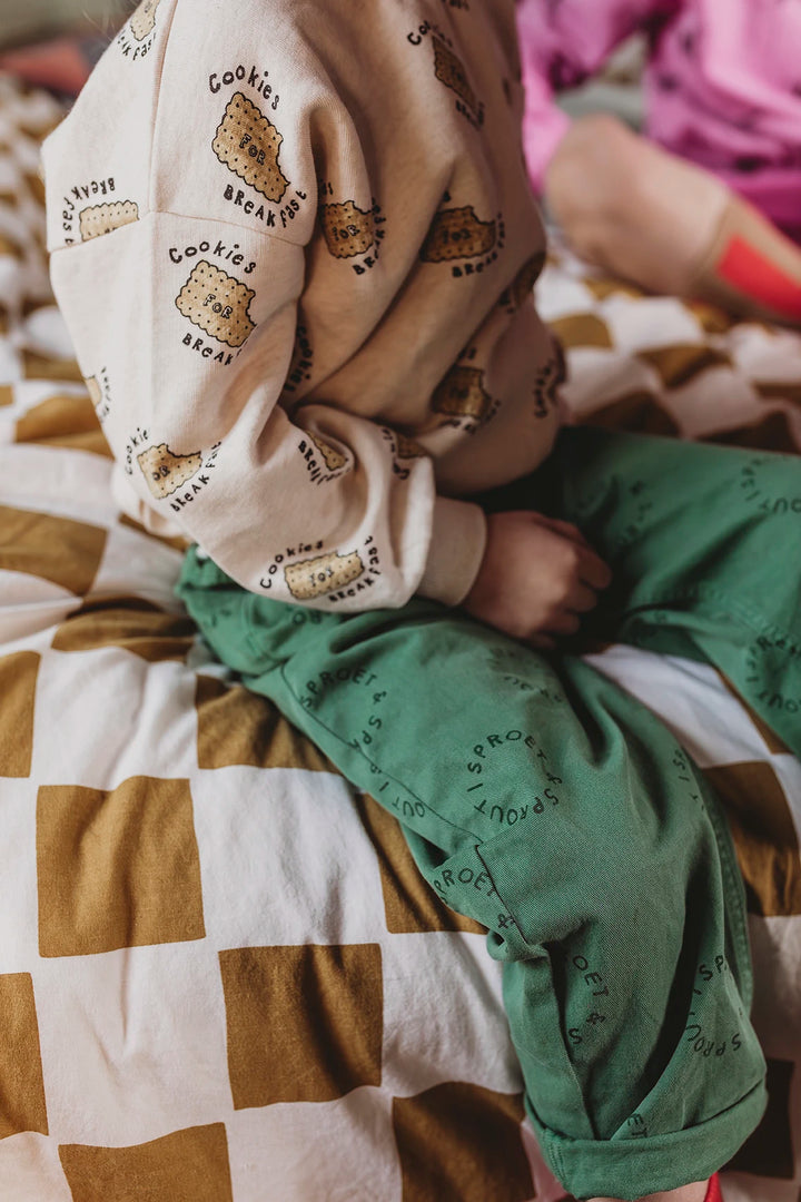 Sproet & Sprout ivoorkleurige sweater met Cookies Print, losse pasvorm, en gemaakt van biologisch katoen