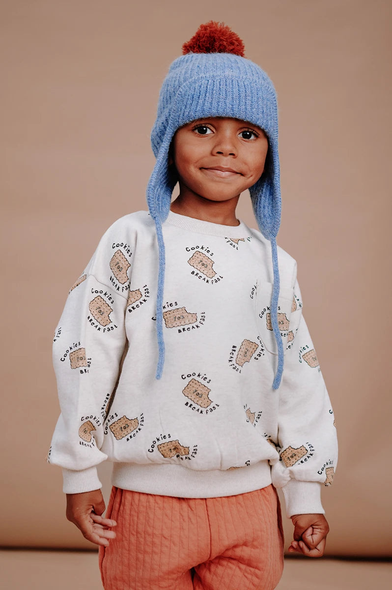 Sproet & Sprout ivoorkleurige sweater met Cookies Print, losse pasvorm, en gemaakt van biologisch katoen