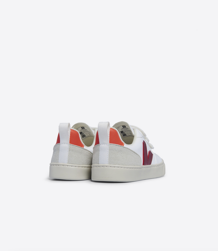 Sneakers Junior Small V-10 White Marsala Orange Fluo