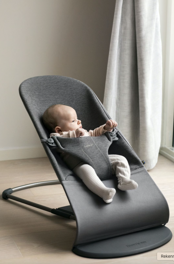 BabyBjörn Relax Bliss 3D Jersey houtskoolgrijs wipstoeltje met ergonomisch design