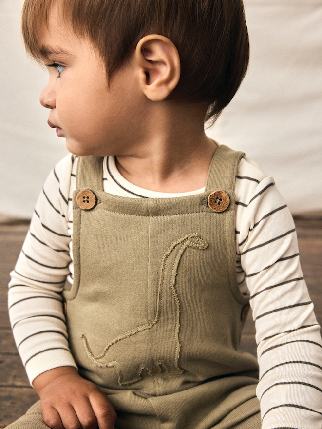 Lil Atelier babybody met strepen en lange mouwen in Turtledove