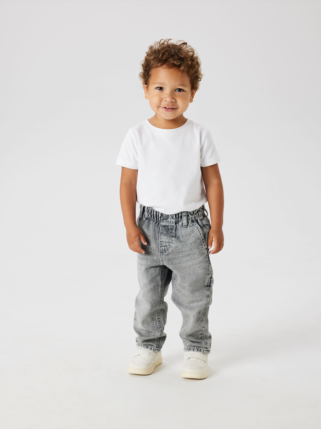 Grijze tapered fit jeans van Name It met verstelbare taille en studs
