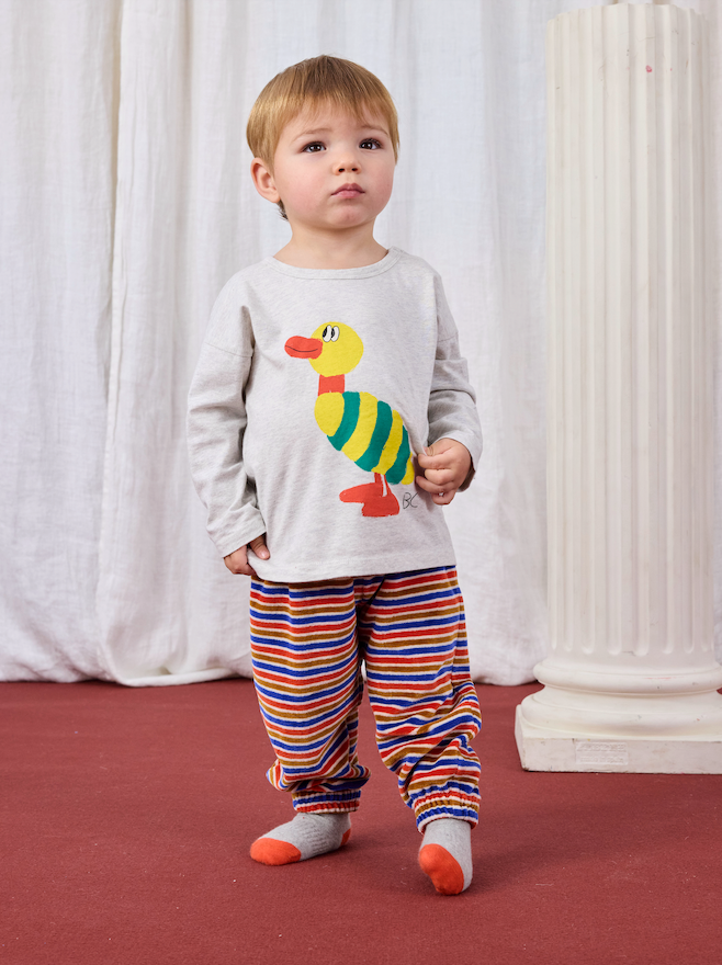 Bobo Choses - T-shirt Baby Striped Duck Light Heather Grey