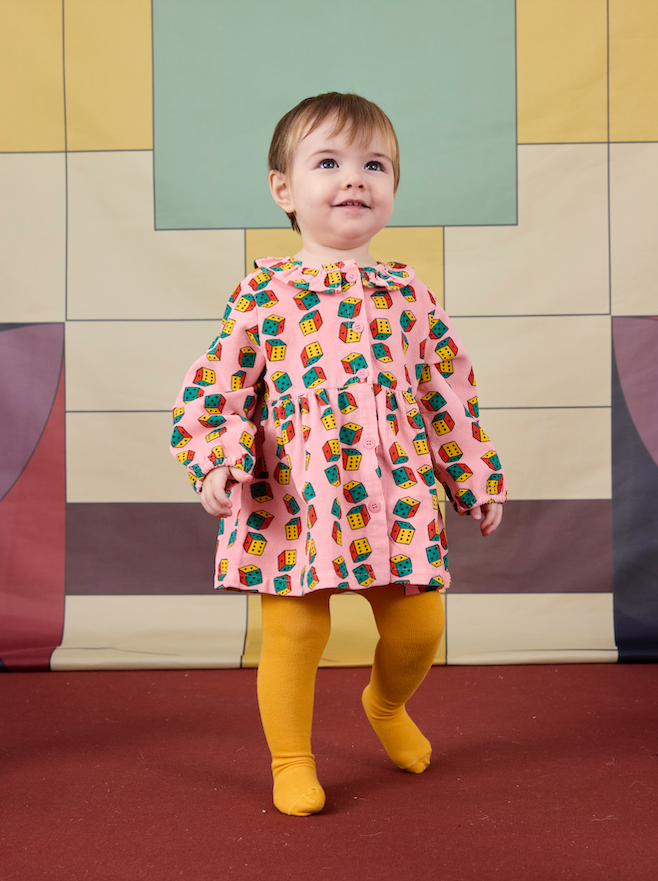 Bobo Choses - Jurk Baby Dices Micro Corduroy All Over White