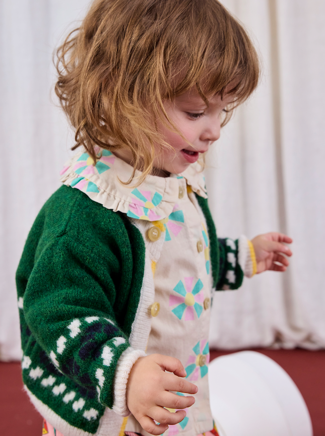 Bobo Choses - Cardigan Baby Kaleidoscope Jacquard Green