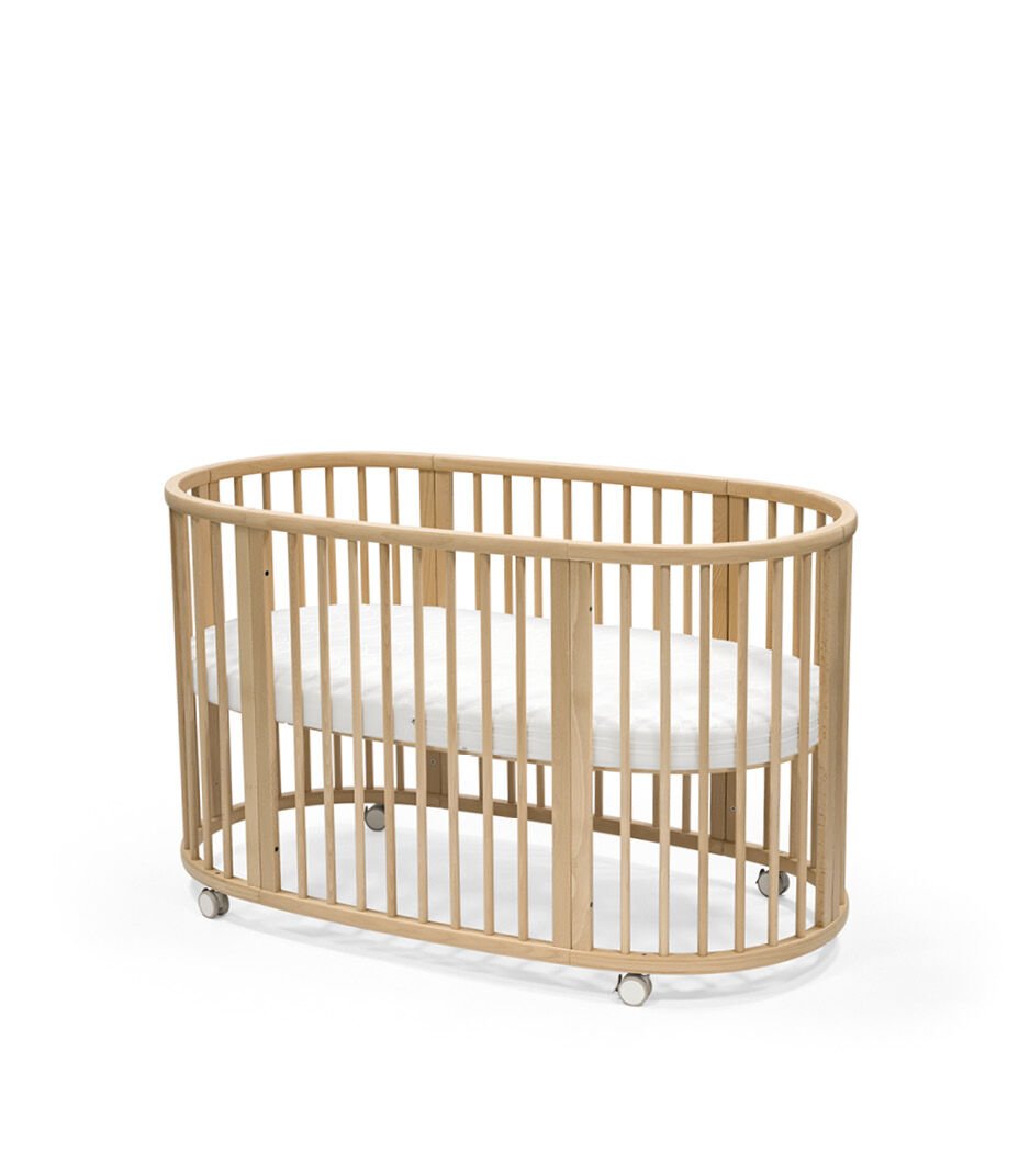 Stokke Sleepi V3 Bedverlenging in natural finish, transformeert Mini wieg naar ledikant, gemaakt van FSC®-gecertificeerd beukenhout.