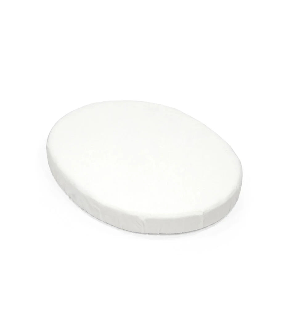 Stokke® Sleepi™ Mini Hoeslaken - White, 100% zacht percalkatoen, ovale pasvorm
