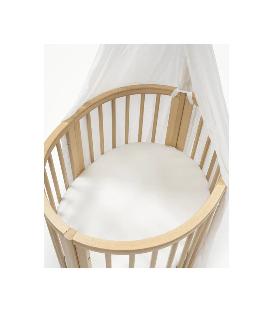 Stokke® Sleepi™ Mini Hoeslaken - White, 100% zacht percalkatoen, ovale pasvorm