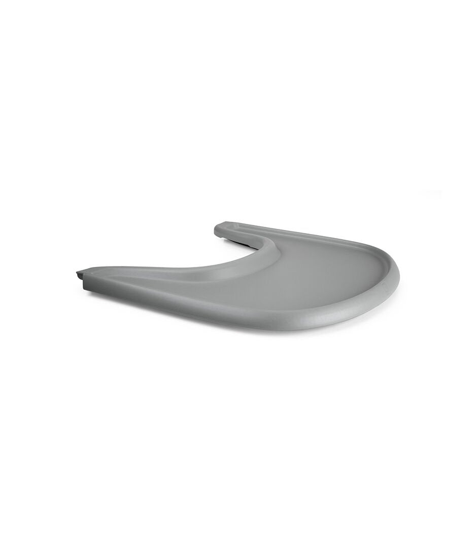 Stokke Tripp Trapp eettablet in Storm Grey, bevestigd aan een Baby Set voor kinderen