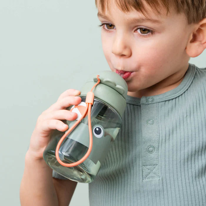 Drinkfles Done by Deer met rietje in groen en Croco print