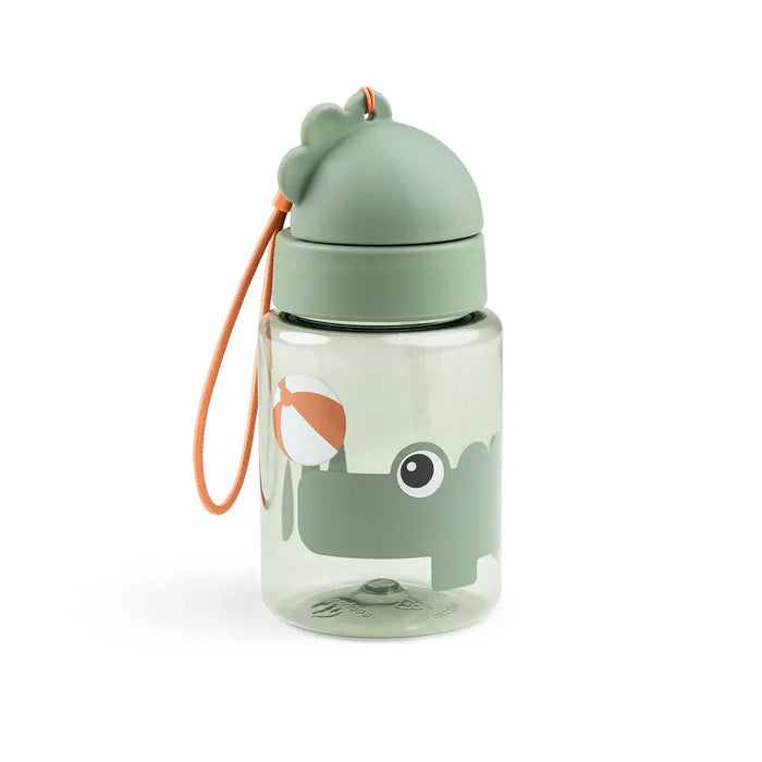 Drinkfles Done by Deer met rietje in groen en Croco print