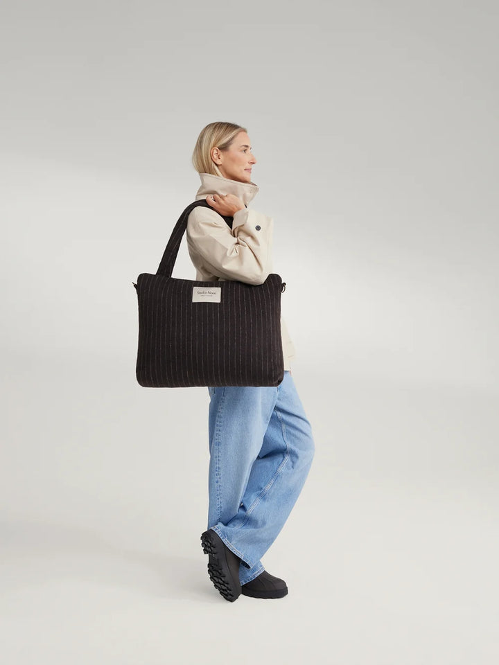 Studio Noos - Verzorgingstas Flannel Chalkstripe | Brown