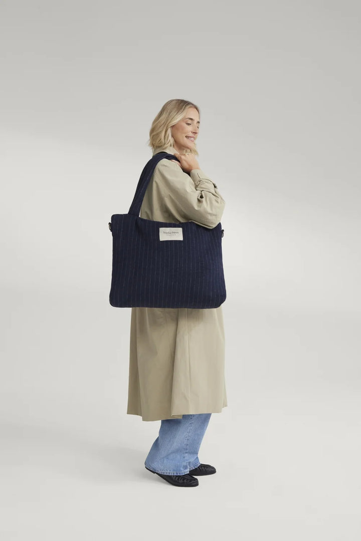 Studio Noos - Verzorgingstas Flannel Chalkstripe | Dark Blue