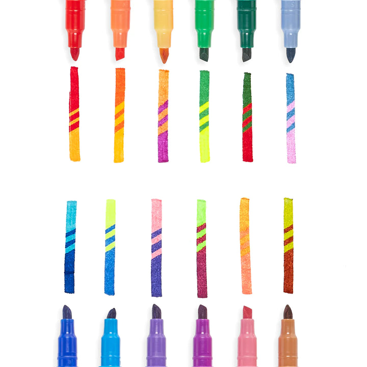 Ooly Switcheroo Kleurveranderende Stiften, 12 stuks, met normale en magische kleurveranderende zijde, voor creatief tekenplezier